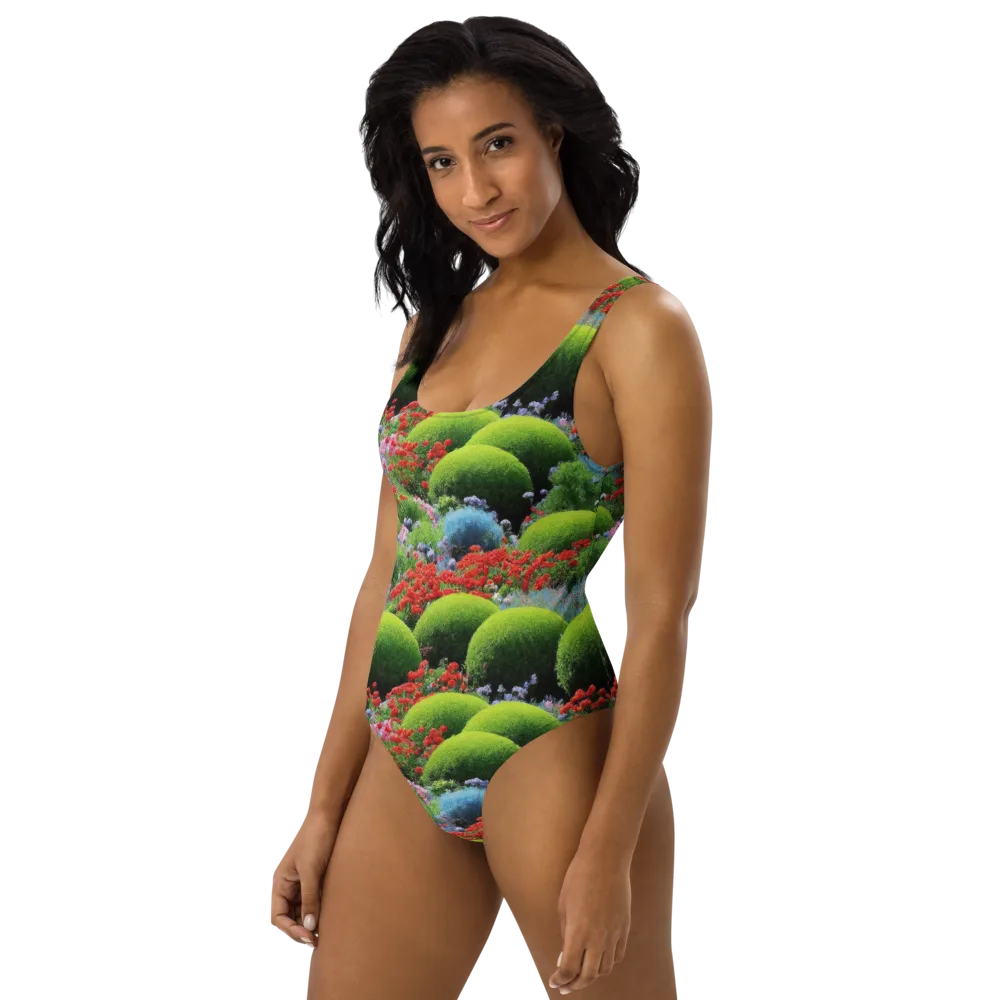Crimson Moss on One-Piece Swimsuit — Left
