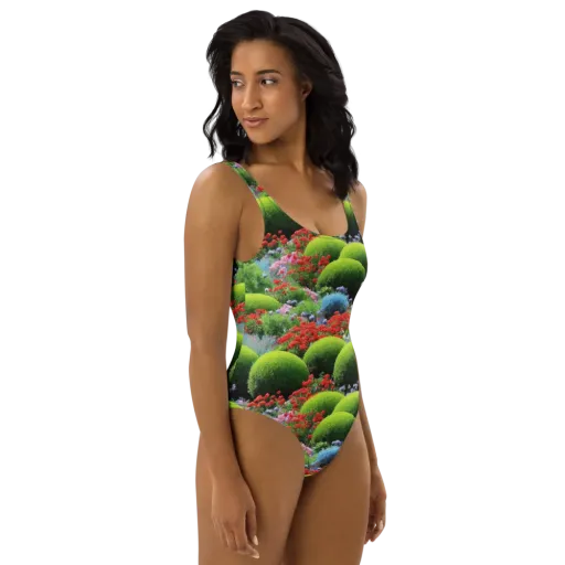 Crimson Moss on a One-Piece Swimsuit
