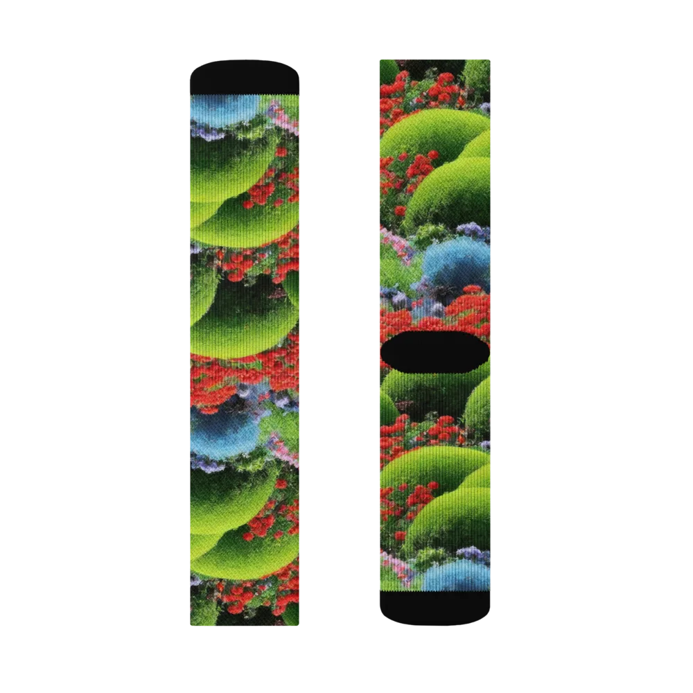 Crimson Moss on Socks — Left Sock
