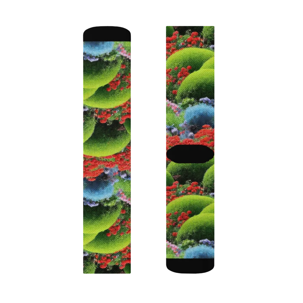 Crimson Moss on Socks — Right Sock