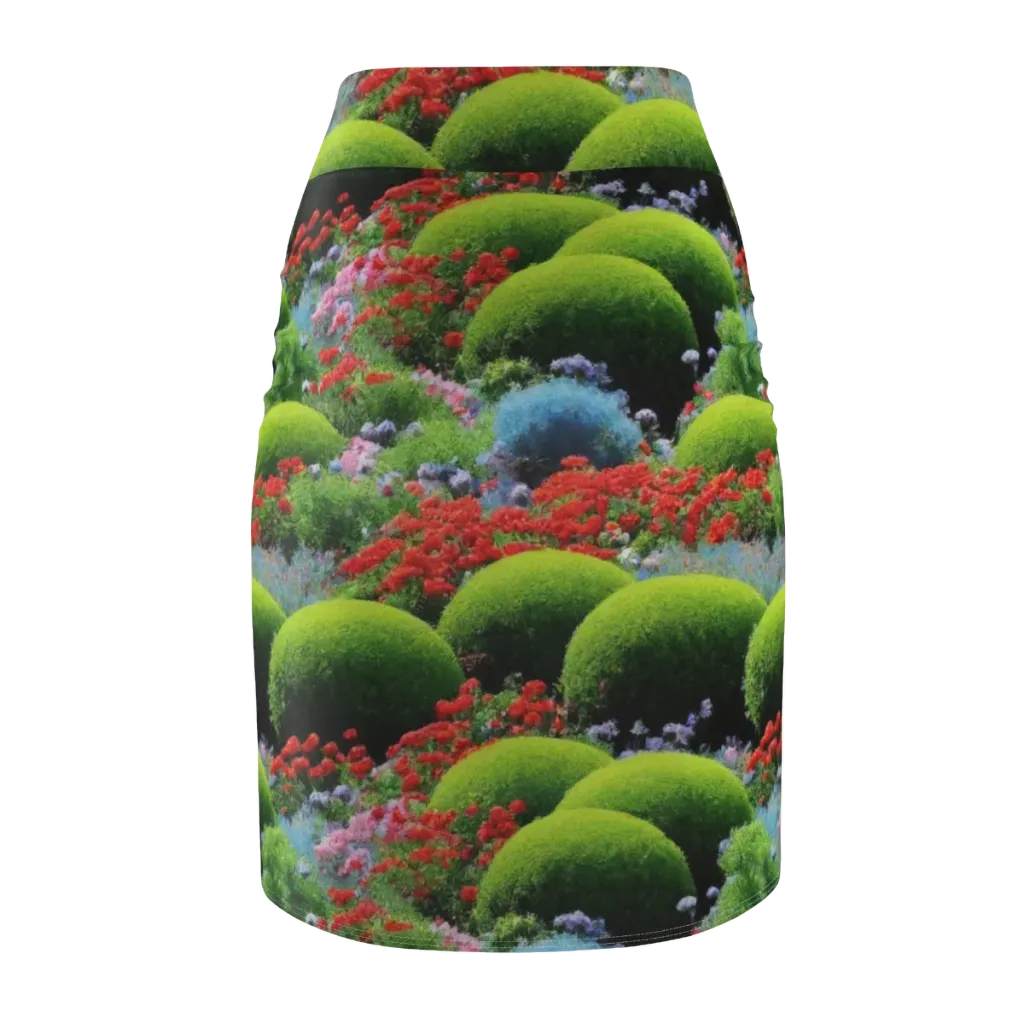 Crimson Moss on Pencil Skirt — Back