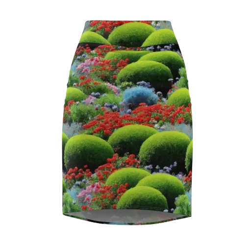 Crimson Moss on a Pencil Skirt