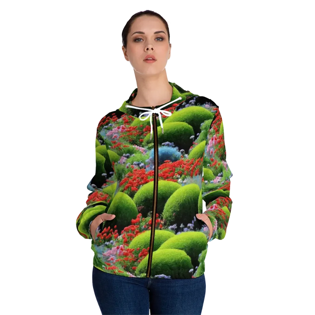 Crimson Moss on Women's Full-Zip Hoodie — Front On Person