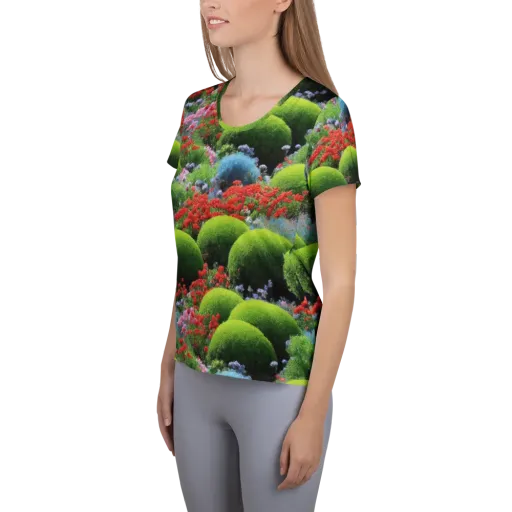 Crimson Moss on a Women's Athletic T-Shirt