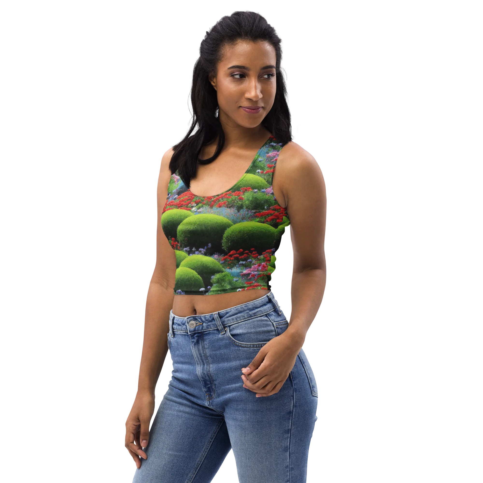 Crimson Moss on Crop Top — Left Front