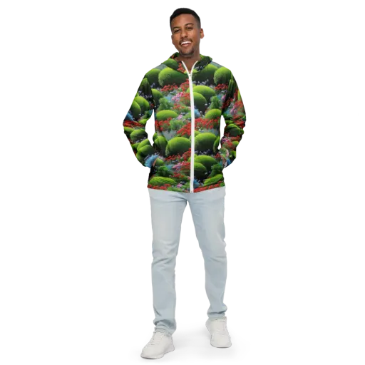 Crimson Moss on a Men's Windbreaker