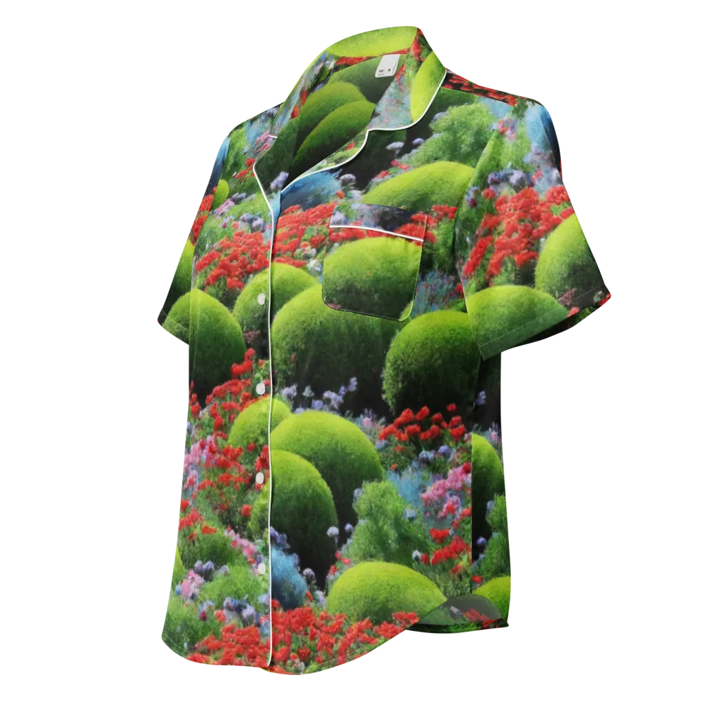 Crimson Moss on Women's Short Sleeve Pajama Top — Left Front