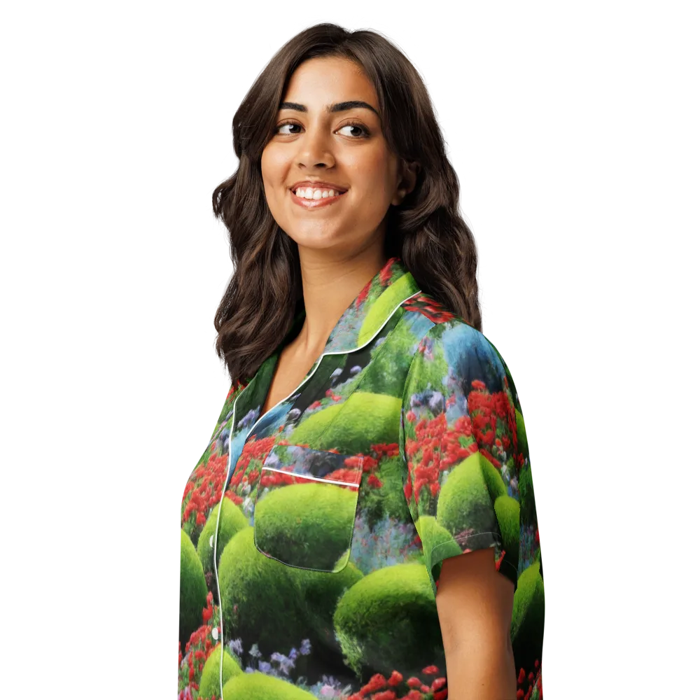 Crimson Moss on Women's Short Sleeve Pajama Top — Left Front