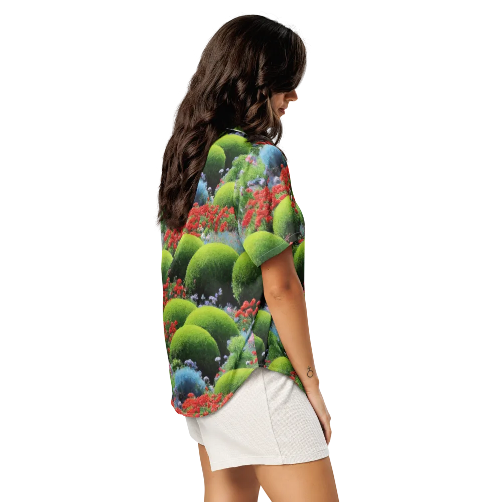Crimson Moss on Women's Short Sleeve Pajama Top — Right Back