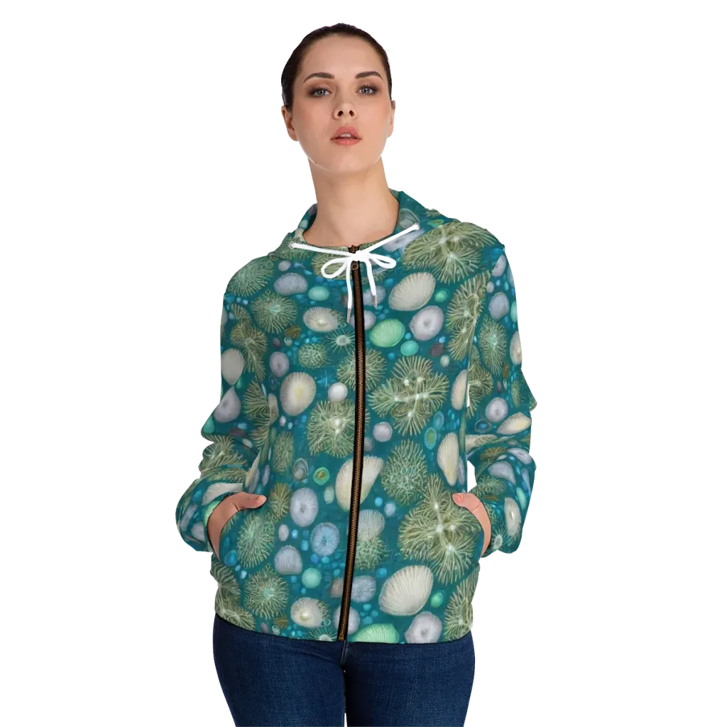 Abyssal Garden on Women's Full-Zip Hoodie — Front On Person
