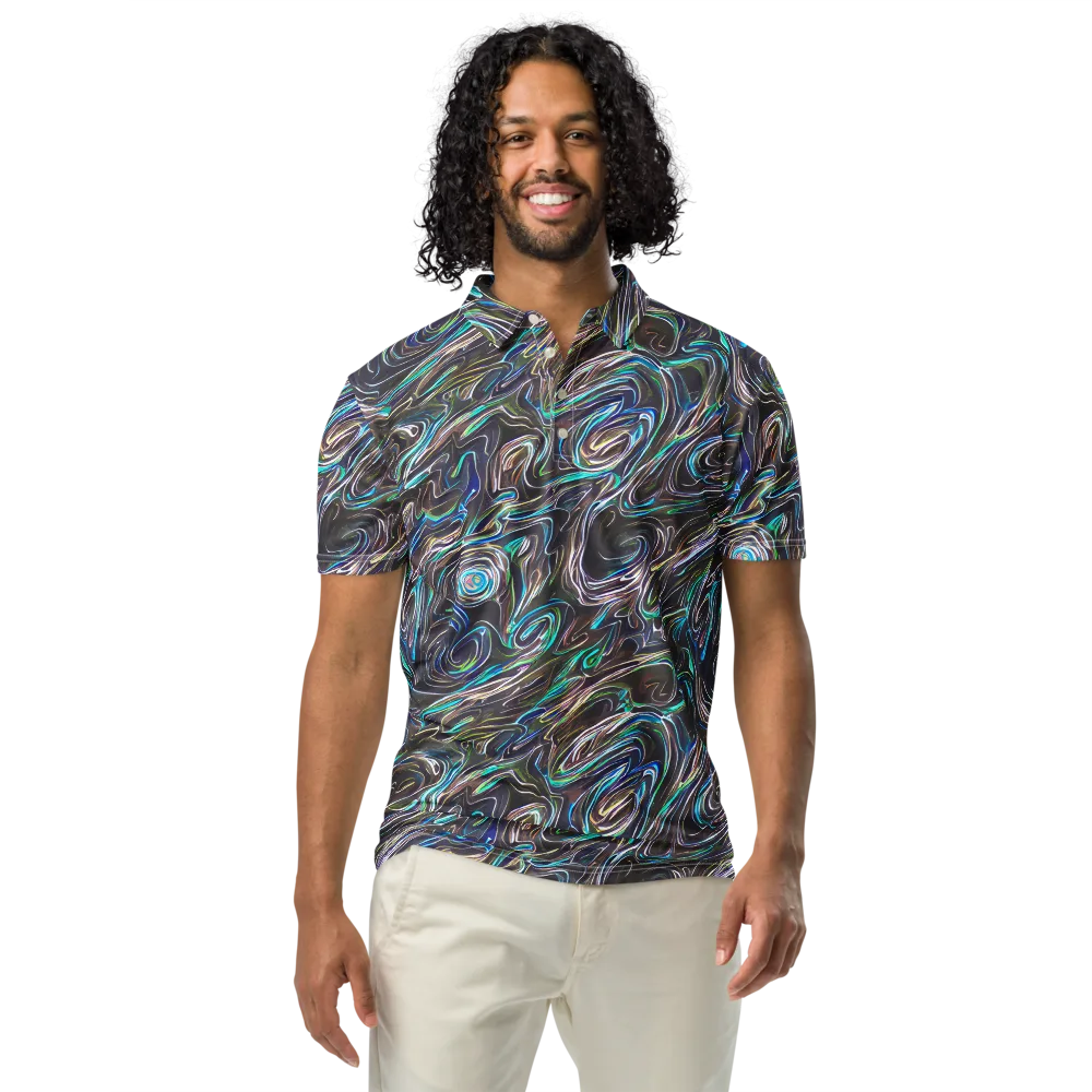 Iridescent Riptide on Men's Slim Fit Polo Shirt — Front