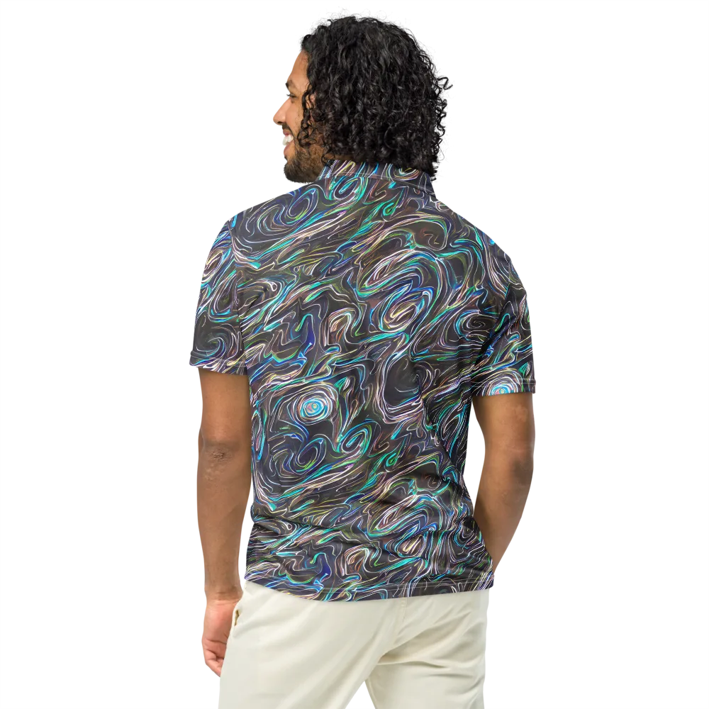 Iridescent Riptide on Men's Slim Fit Polo Shirt — Back