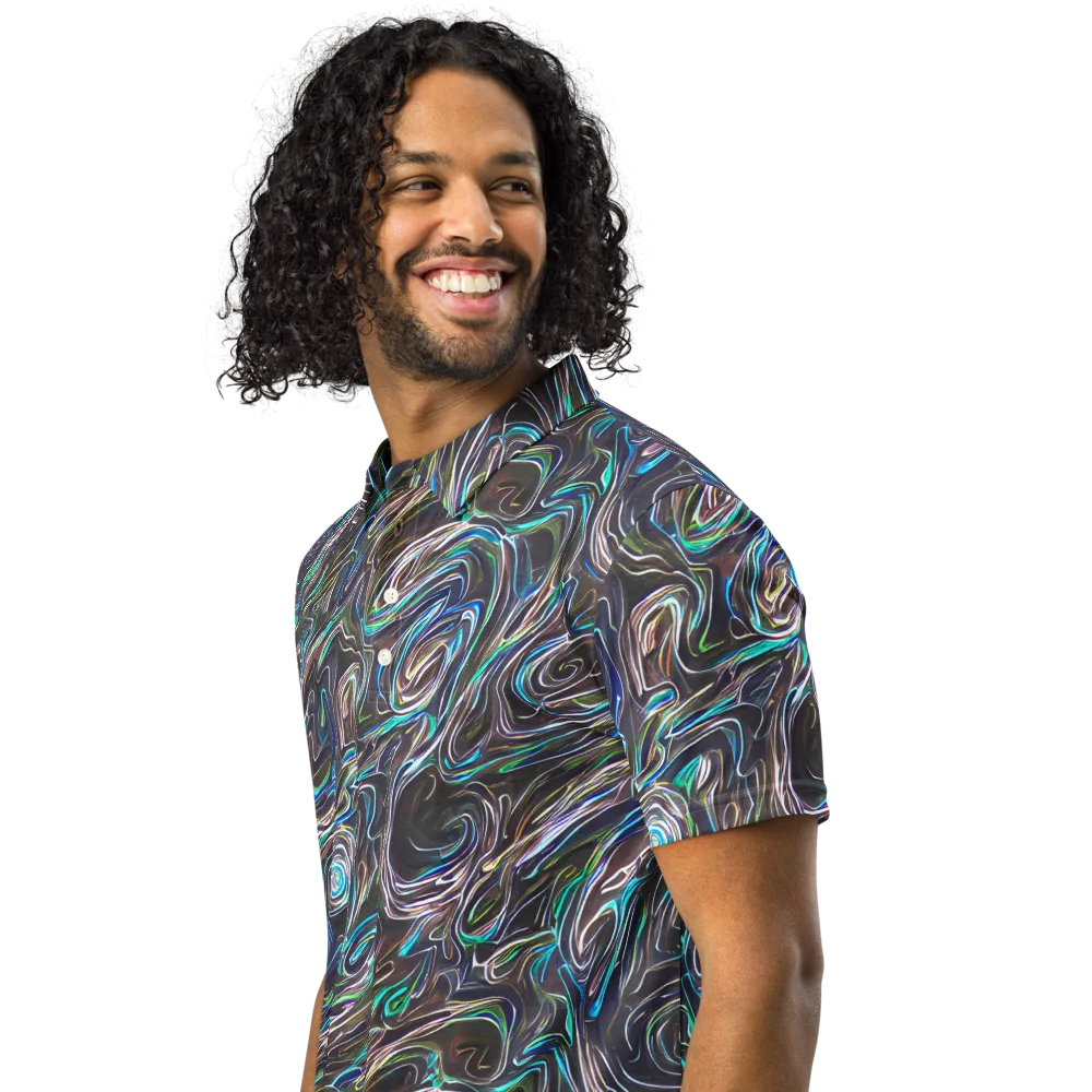 Iridescent Riptide on Men's Slim Fit Polo Shirt — Left Front