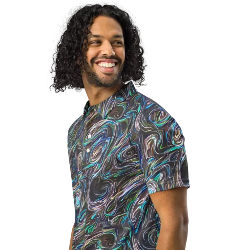 Iridescent Riptide on a Men's Slim Fit Polo Shirt