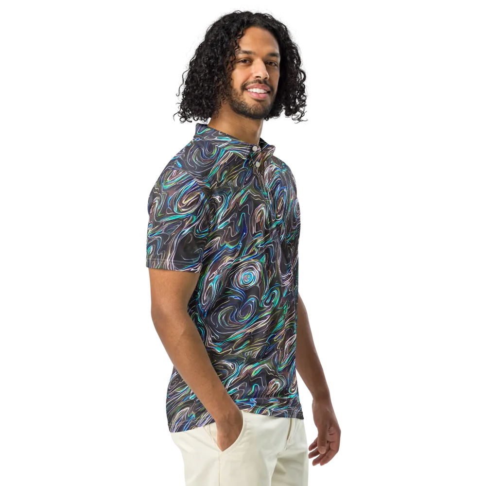 Iridescent Riptide on Men's Slim Fit Polo Shirt — Right Front