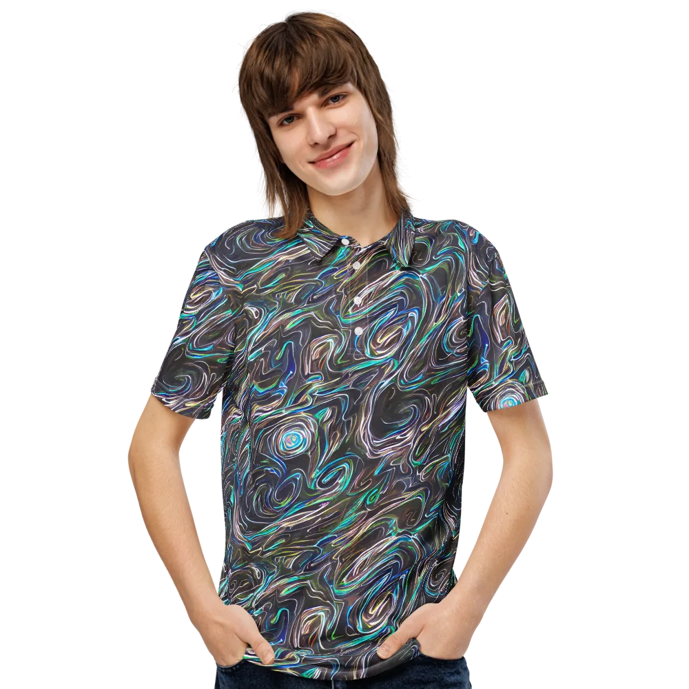 Iridescent Riptide on Men's Slim Fit Polo Shirt — Front