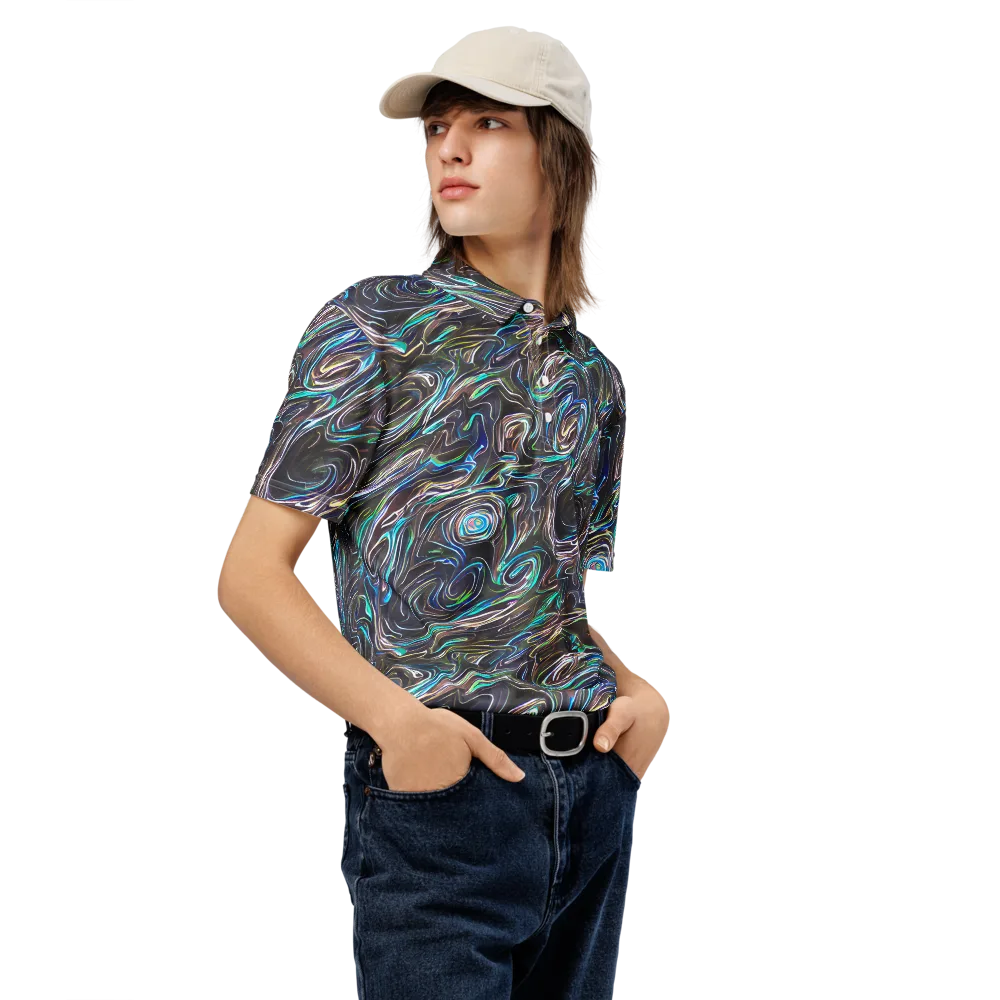 Iridescent Riptide on Men's Slim Fit Polo Shirt — Right Front