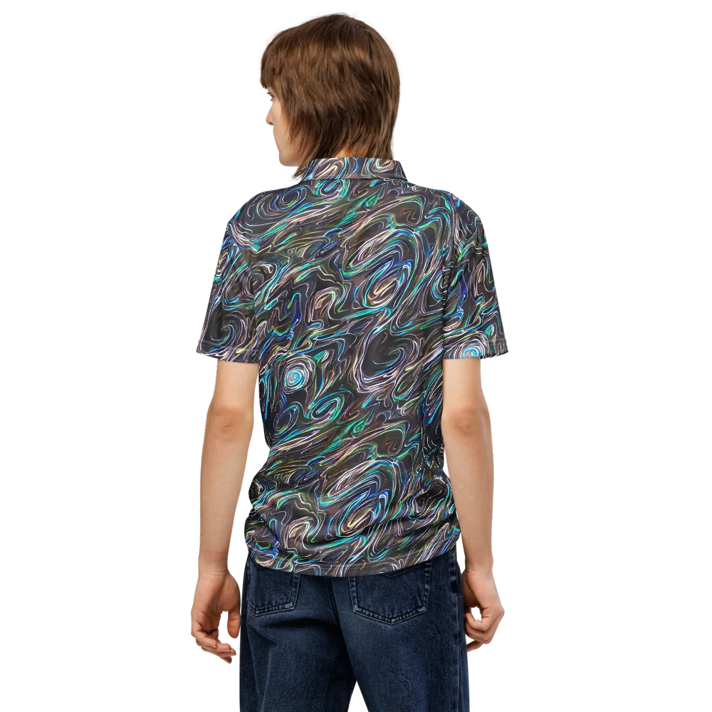 Iridescent Riptide on Men's Slim Fit Polo Shirt — Back