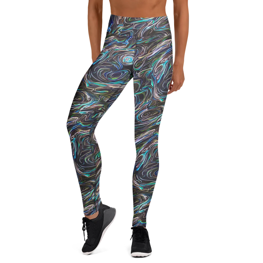 Iridescent Riptide on Yoga Leggings — Front