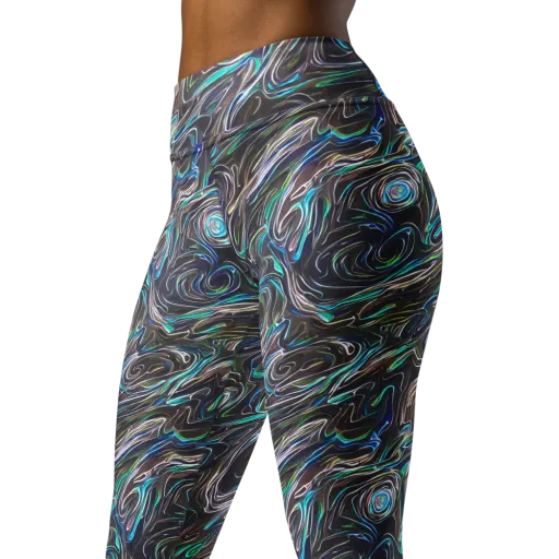 Iridescent Riptide on a Yoga Leggings