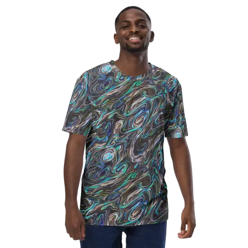 Iridescent Riptide on a Men's Crew Neck T-Shirt