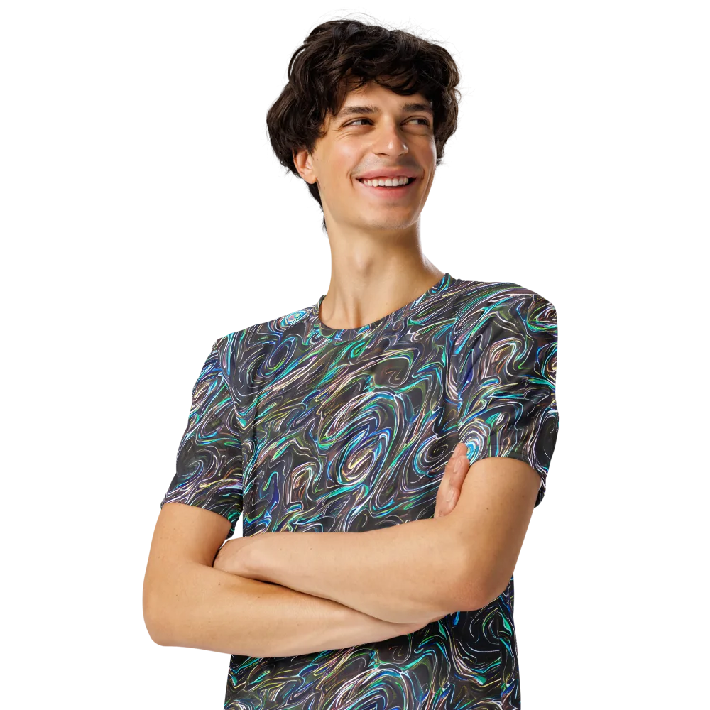 Iridescent Riptide on Men's Crew Neck T-Shirt — Left Front