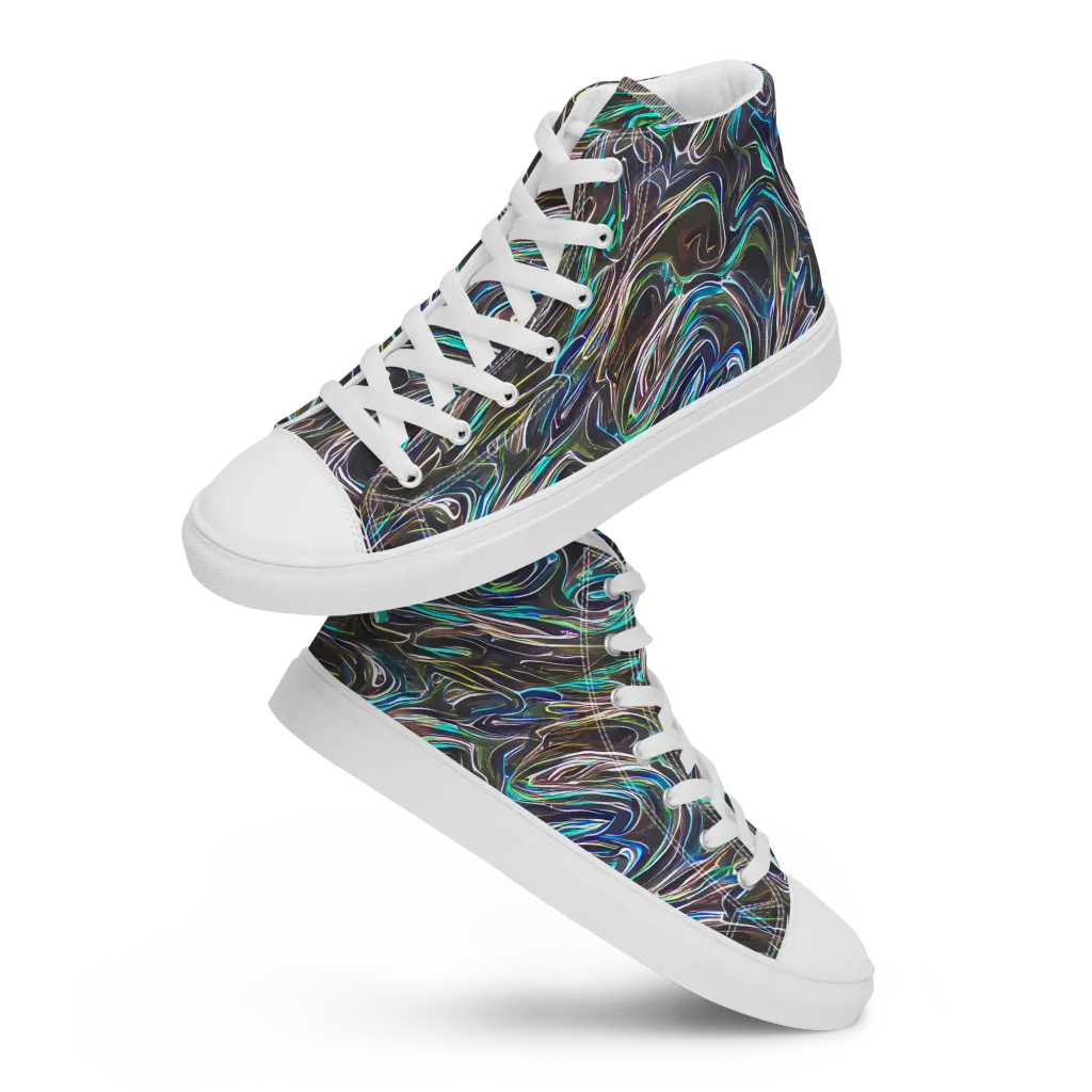 Iridescent Riptide on Men's High Top Canvas Shoes — Front