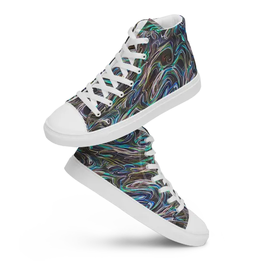 Iridescent Riptide on a Men's High Top Canvas Shoes