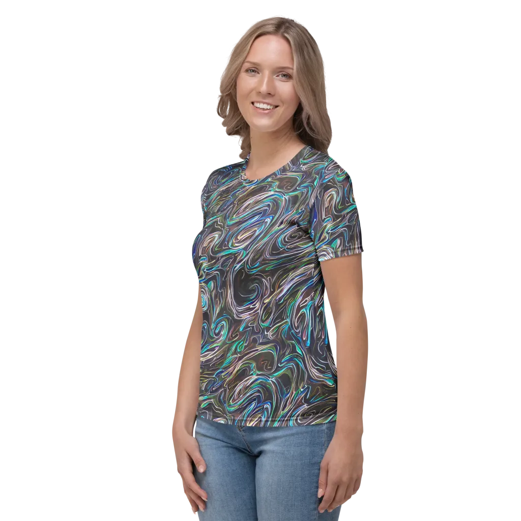 Iridescent Riptide on Women's Crew Neck T-Shirt — Left