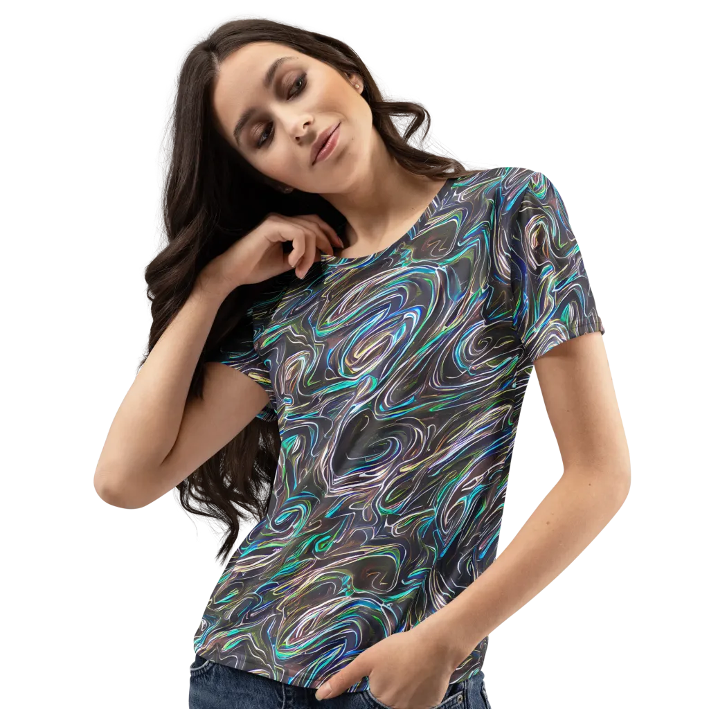 Iridescent Riptide on Women's Crew Neck T-Shirt — Left Front