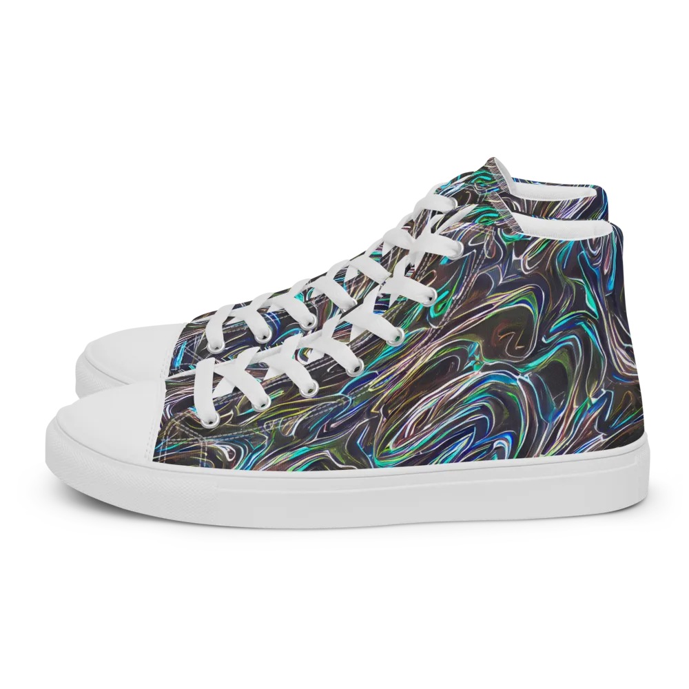 Iridescent Riptide on Women's High Top Canvas Shoes — Left