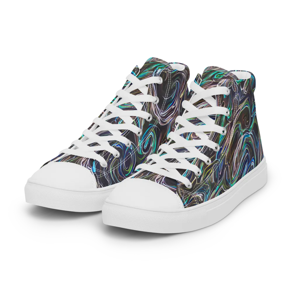 Iridescent Riptide on Women's High Top Canvas Shoes — Left Front