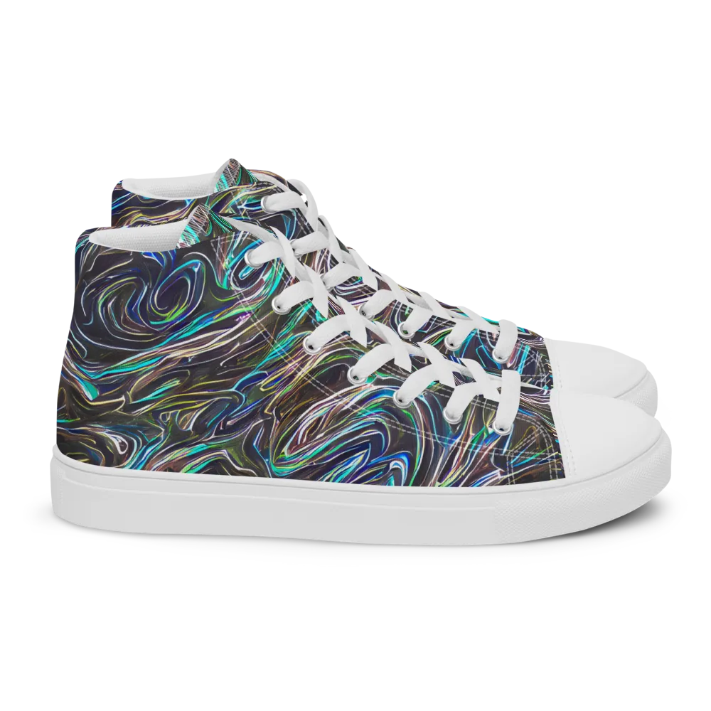 Iridescent Riptide on Women's High Top Canvas Shoes — Right
