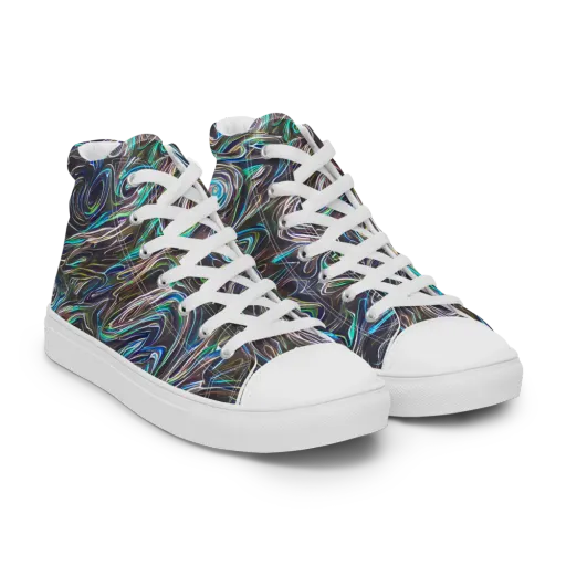 Iridescent Riptide on a Women's High Top Canvas Shoes