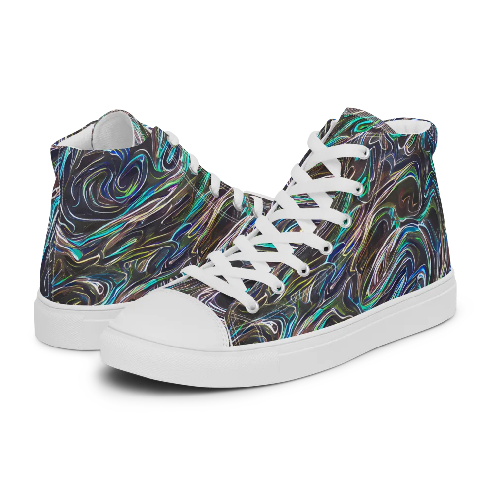 Iridescent Riptide on Women's High Top Canvas Shoes — Left
