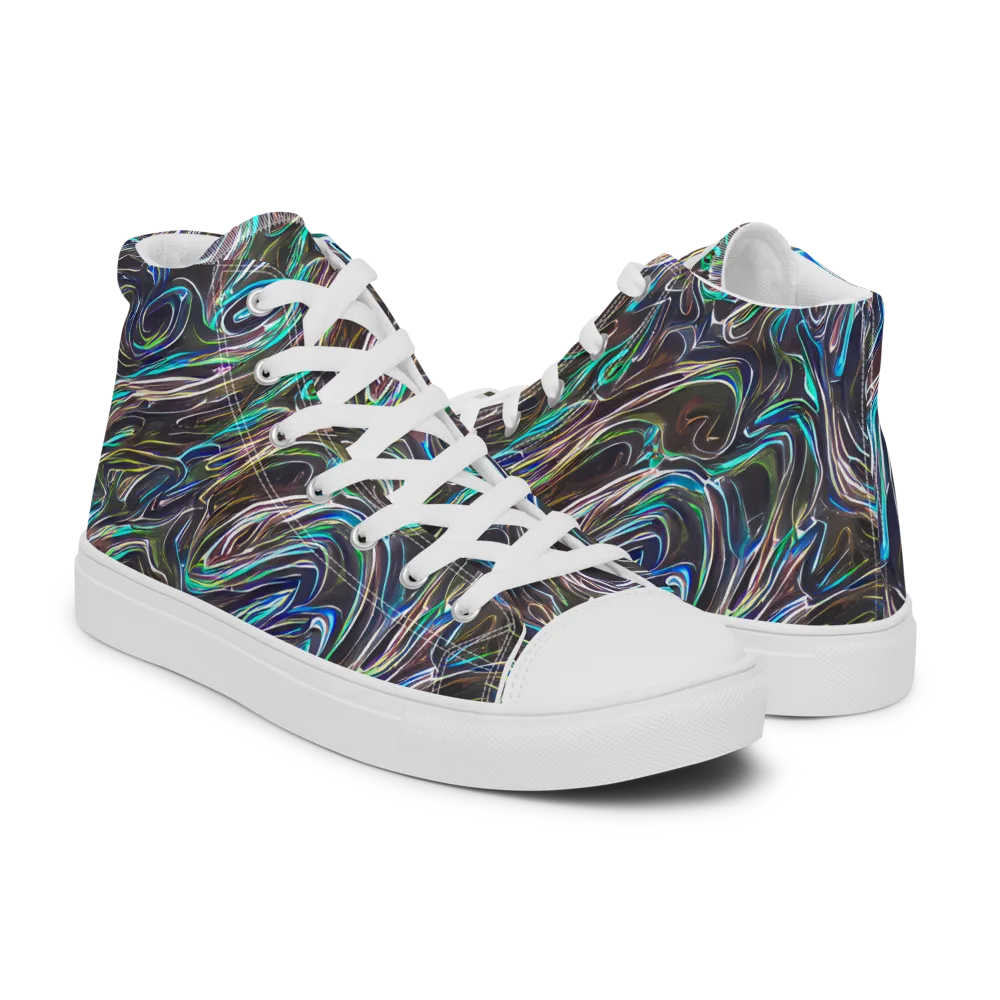 Iridescent Riptide on Women's High Top Canvas Shoes — Right