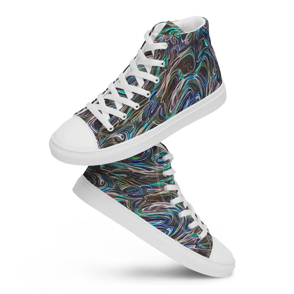 Iridescent Riptide on Women's High Top Canvas Shoes — Front