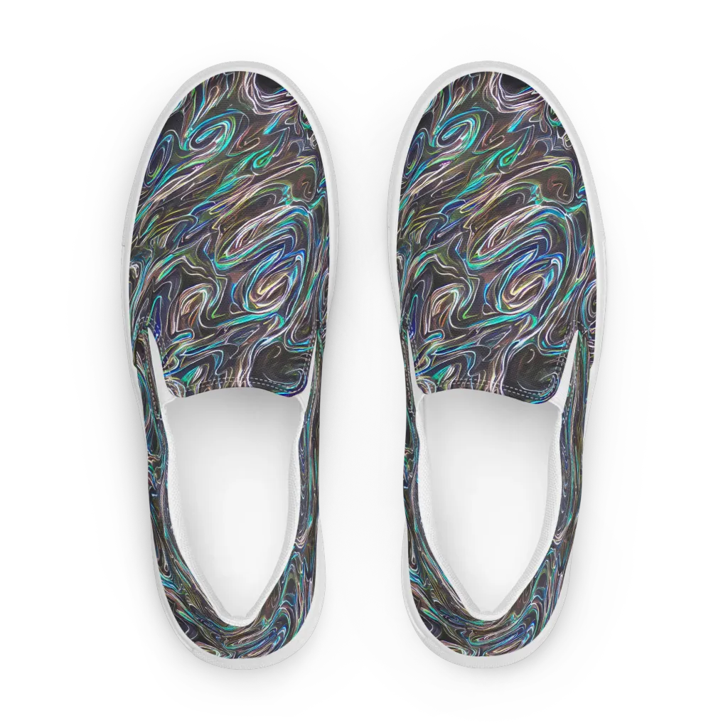 Iridescent Riptide on Men's Slip-On Canvas Shoes — Front