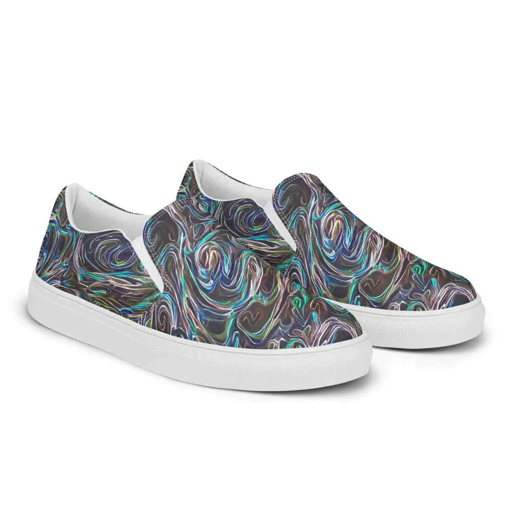 Iridescent Riptide on Men's Slip-On Canvas Shoes — Right Front