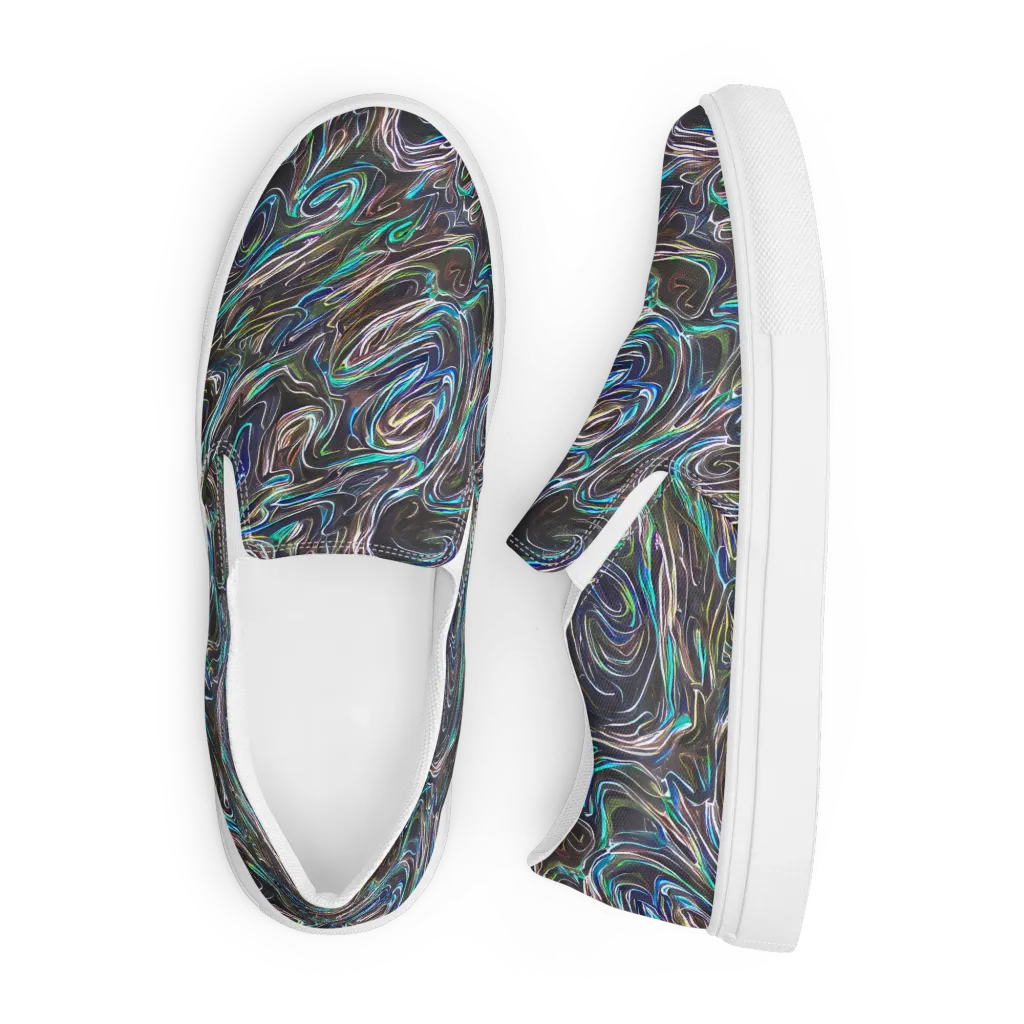 Iridescent Riptide on Men's Slip-On Canvas Shoes — Front
