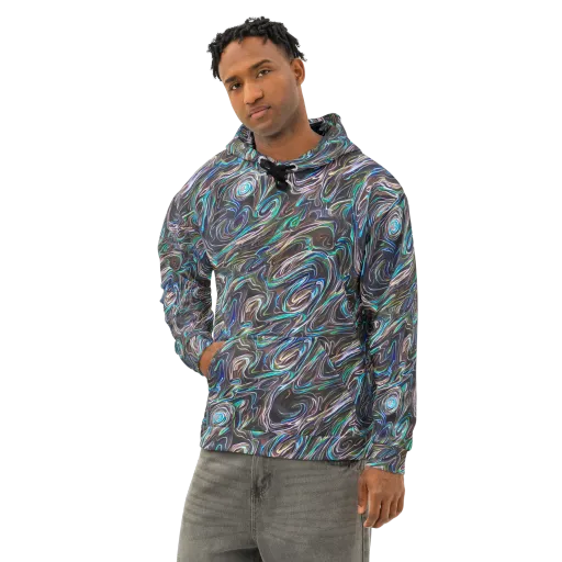 Iridescent Riptide on a Cotton Hoodie