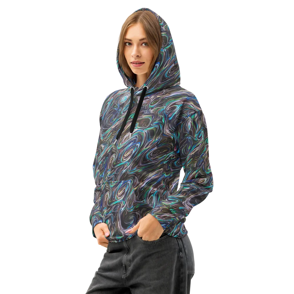 Iridescent Riptide on Cotton Hoodie — Left Front