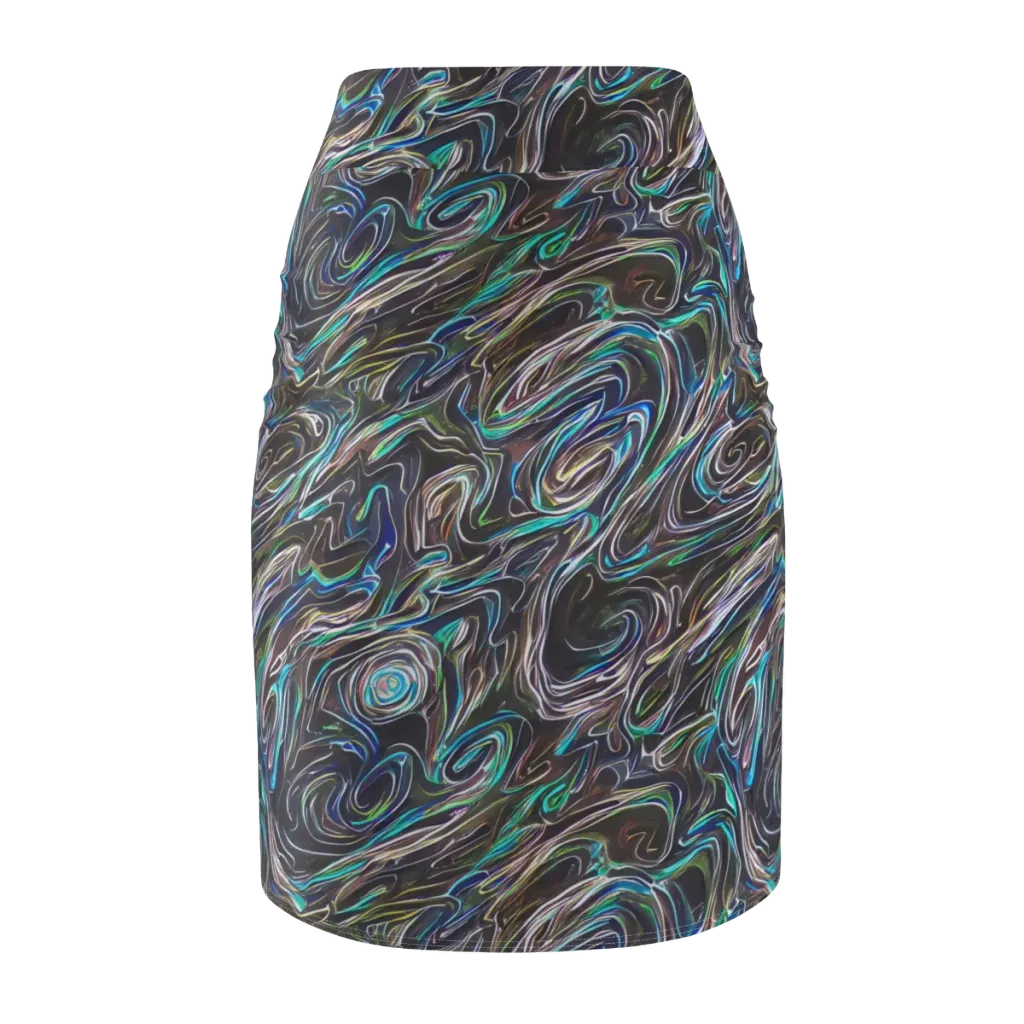 Iridescent Riptide on Pencil Skirt — Back