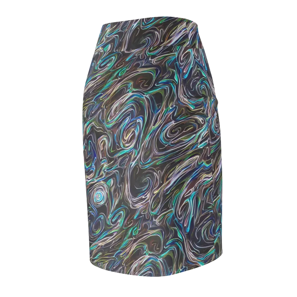 Iridescent Riptide on Pencil Skirt — Back Side