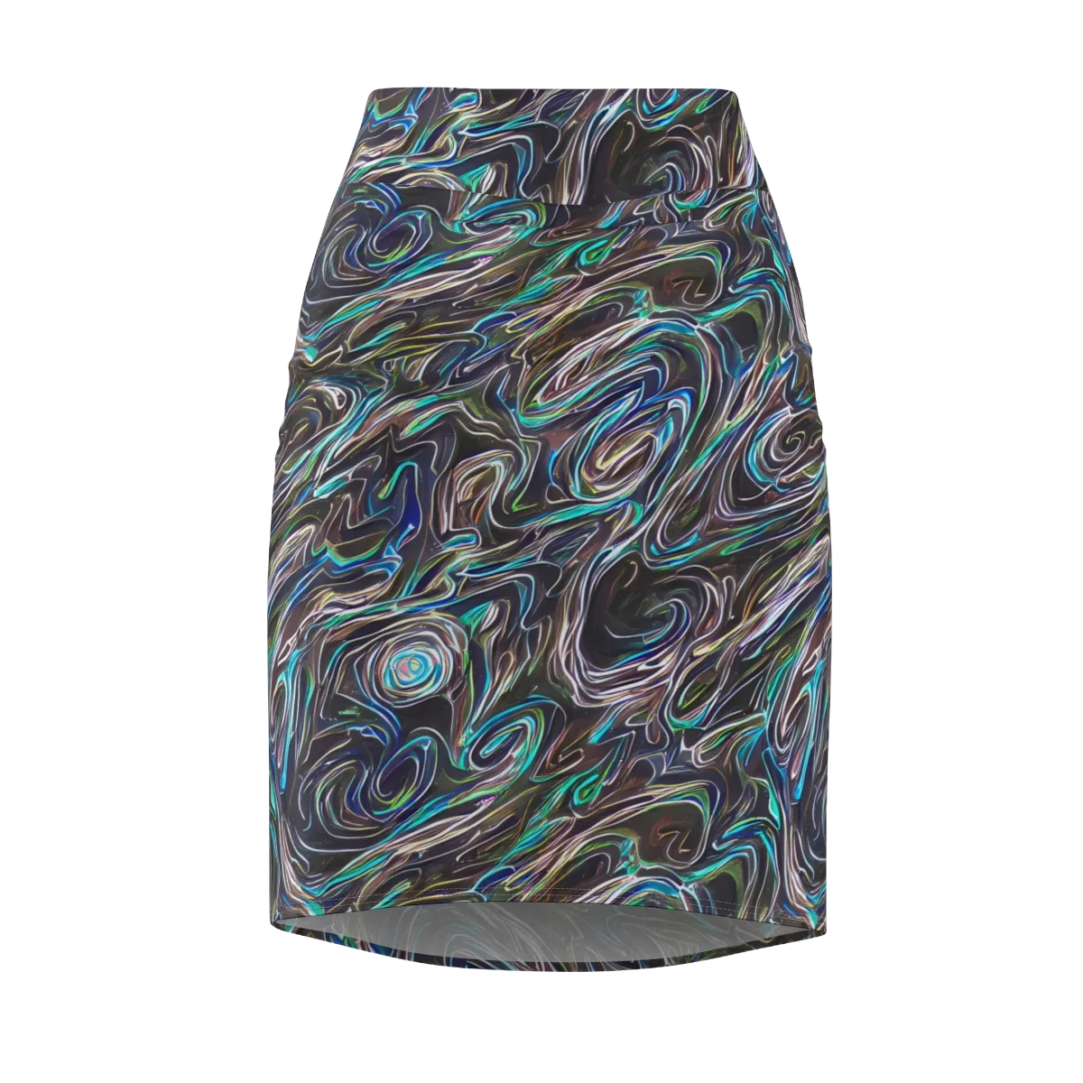 Iridescent Riptide on Pencil Skirt — Front