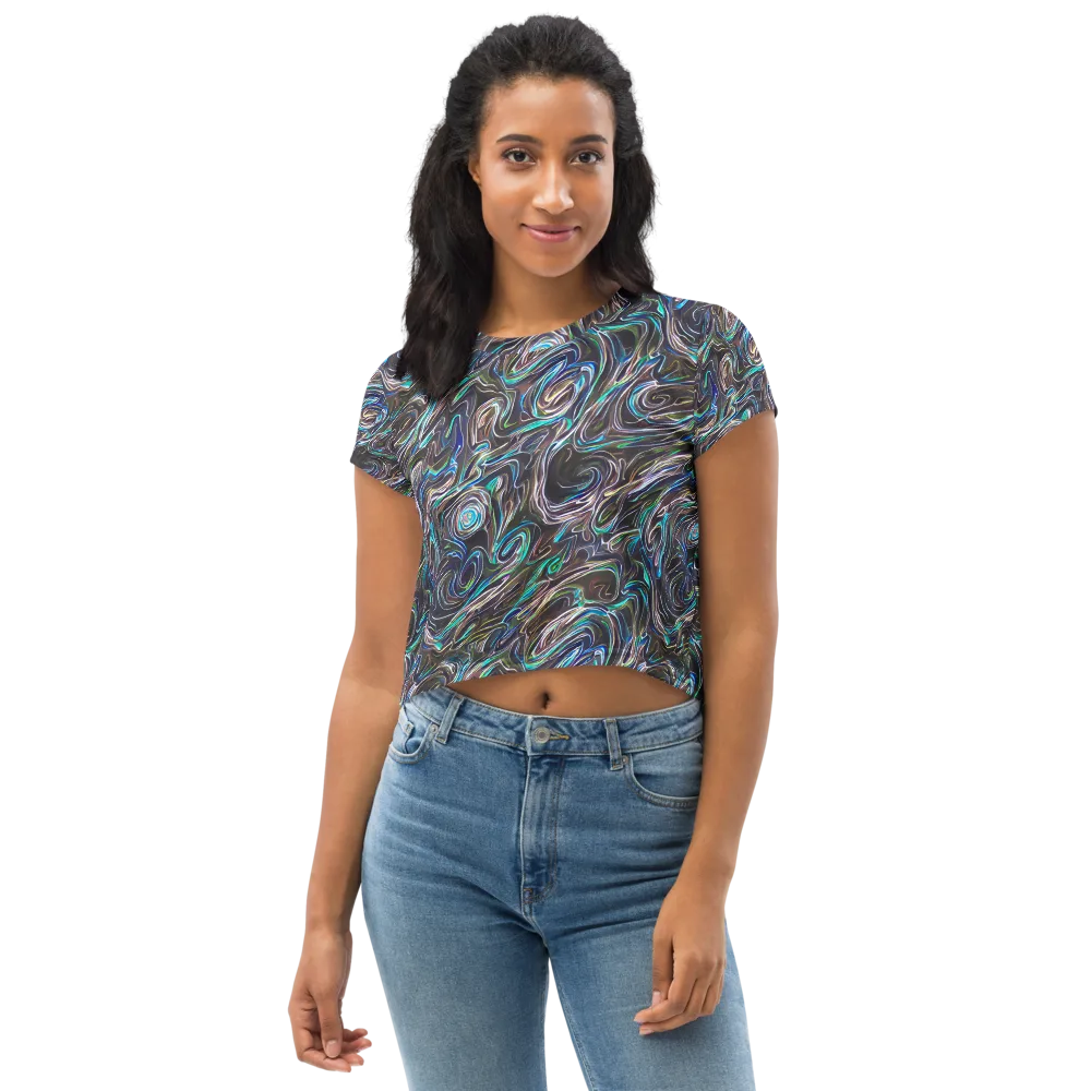 Iridescent Riptide on Crop Tee — Front