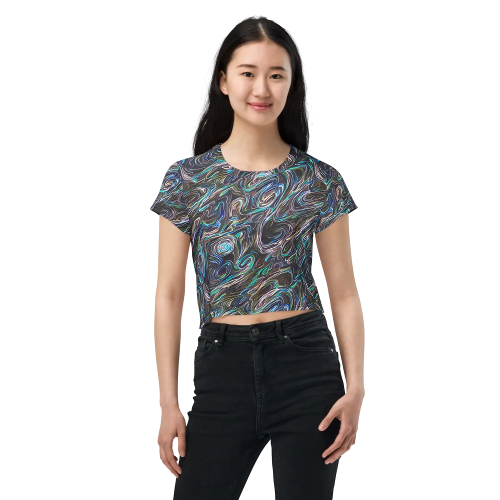 Iridescent Riptide on Crop Tee — Front