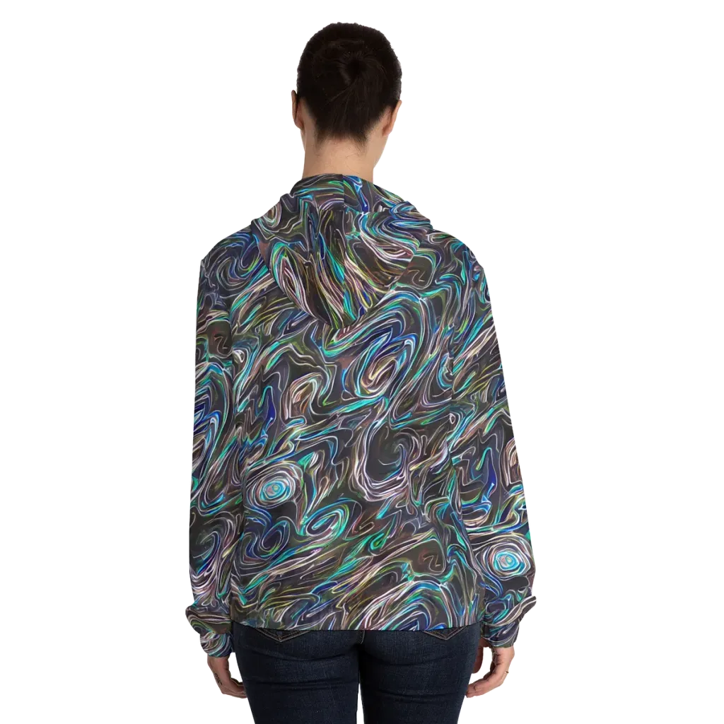 Iridescent Riptide on Women's Full-Zip Hoodie — Back On Person