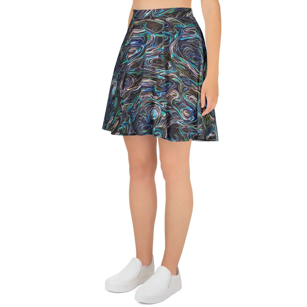 Iridescent Riptide on Skater Skirt — Left