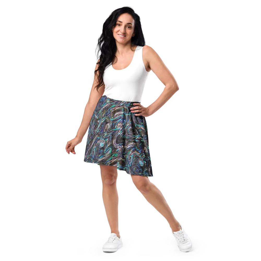 Iridescent Riptide on Skater Skirt — Front